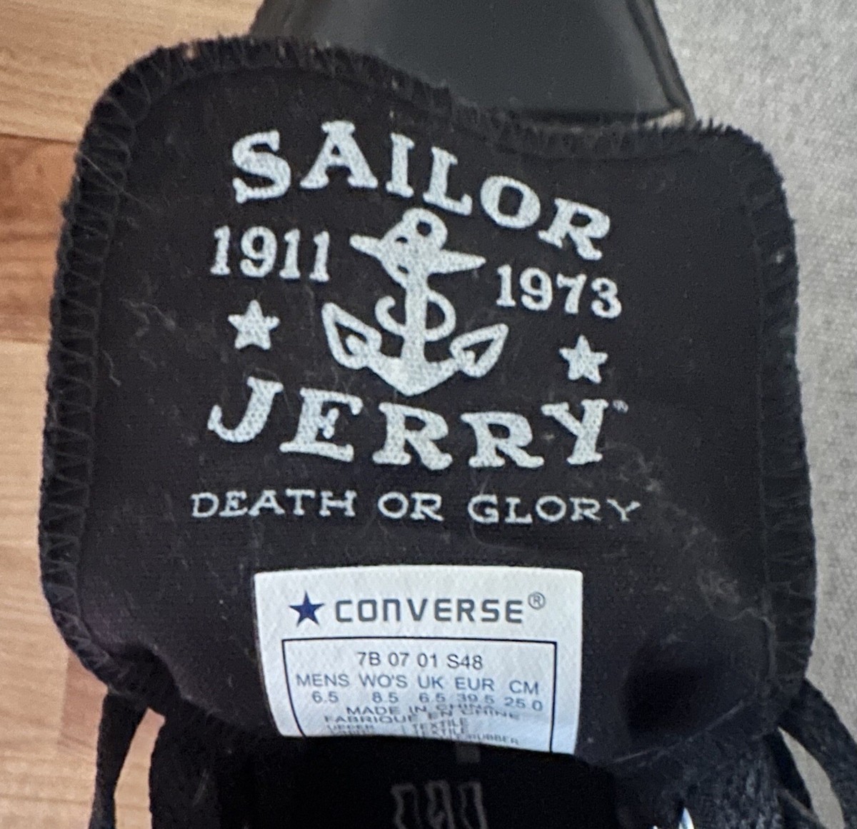 Sailor Jerry Death Or Glory Converse All-Stars - Size 6.5 MENS or