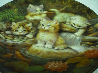 Deko Katze Bild Teller Sammlerstück Kätzchen zur Spielzeit Purrfect Portrait 