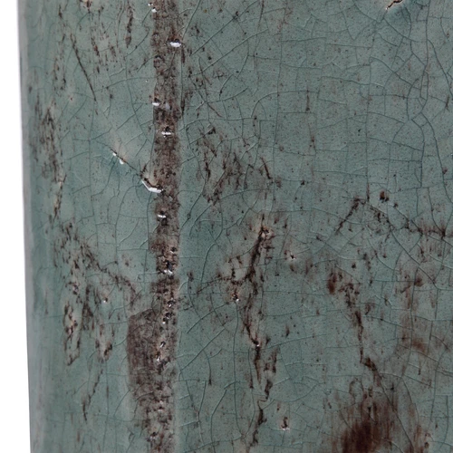 Rustic Elegant Turquoise Aqua Ceramic Table Lamp Crackled Bronze Beige Cylinder - Picture 5 of 6