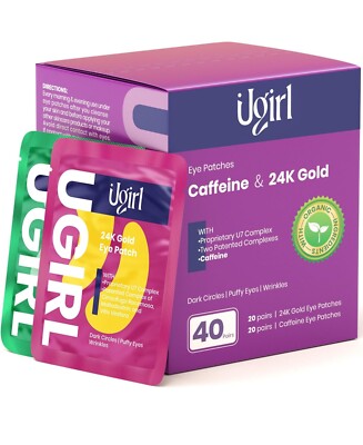 Under Eye Patches 40 Pairs 24K Gold & Caffine Mask 20 Each for Puffy Eyes