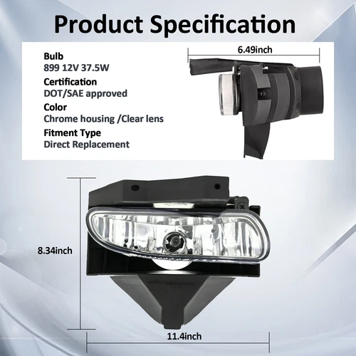 For 1999-2004 Ford Mustang Front Bumper Fog Light Lamps Clear Lens W/Bulbs 2PCS - Picture 3 of 13