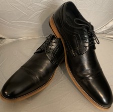 12W Stacy Adams Mens shoes Dickinson Cap Toe Oxford classic Black Leather 25066