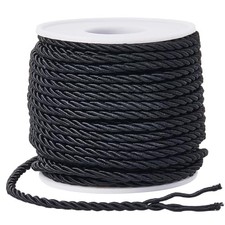 22 Yards 3mm Twisted Cord Decorative Rope Trim Polyester 3-Ply Silk Twine Black