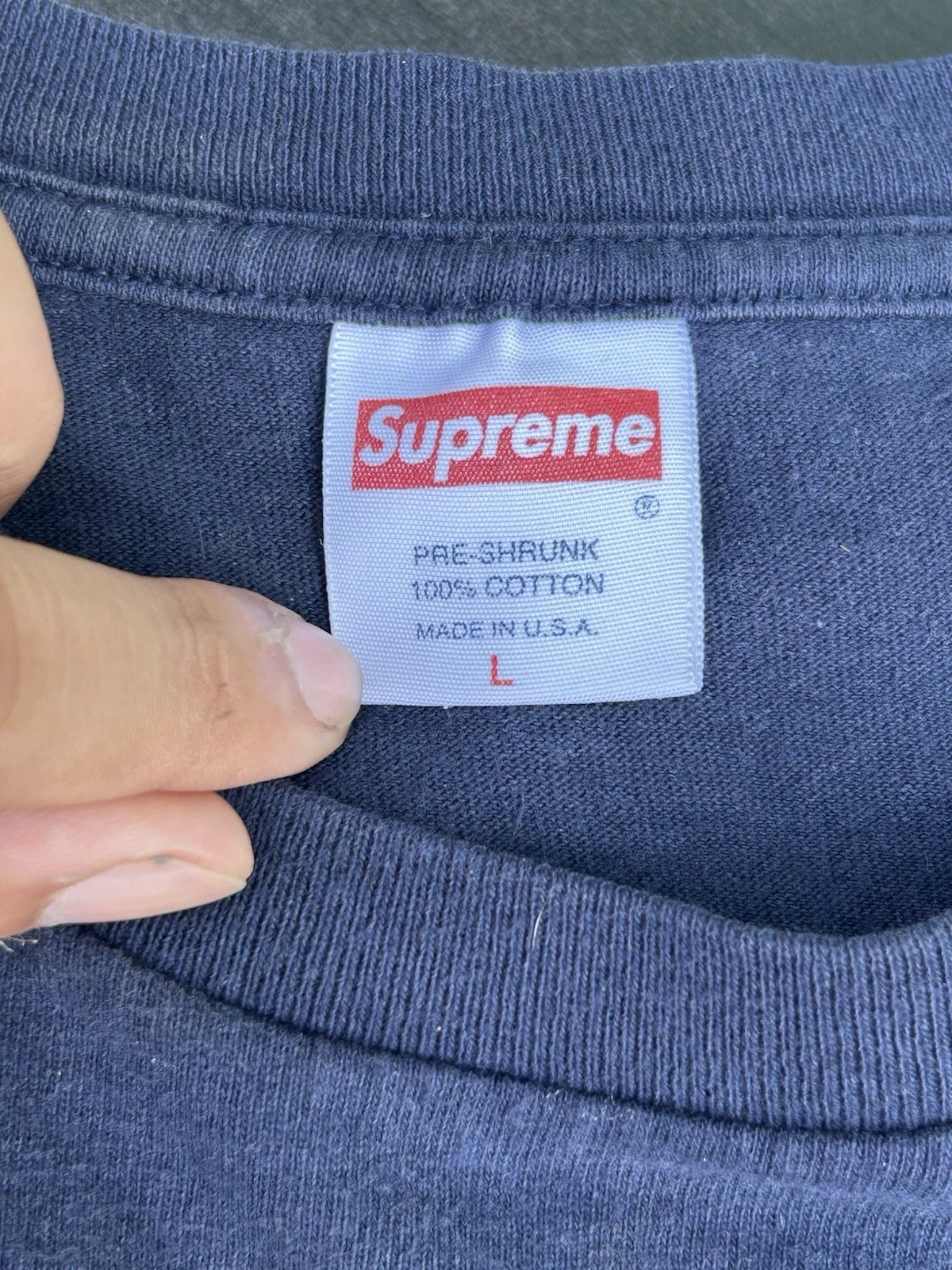 RARA MAGLIETTA CON CAPPUCCIO VINTAGE 2003 SUPREME NAVY TONAL BOX LOGO TAGLIA LARGE