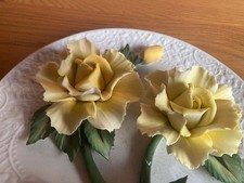 Franklin Mint Heirloom 3D Porcelain Collectors Plate Yellow Roses of Capodimonte