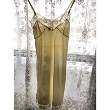 White Nylon Full Slip Vintage Mel-Lin Lace Trimmed Dress Lingerie Size 34