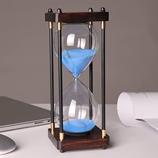 Premium Large Hourglass Sand Timer 60 Minutes, Decorative Sandglass Clock, Blue