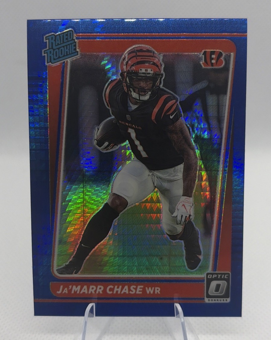 2021 Panini Donruss Optic - Rated Rookie Ja'Marr Chase #207 Blue Hyper Prizm...