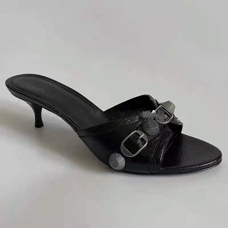 Retro Womens Rivets Open Toe High Stiletto Heel Slippers Sandals Ladies Fashion