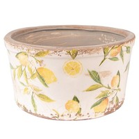 6CE1533L Blumentopf ÜBertopf Pflanztopf Zitronen Lemon Ø 19X10 Cm Clayre & Eef
