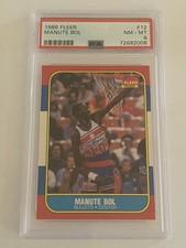1986 Fleer Manute Bol #12 RC Bullets PSA 8
