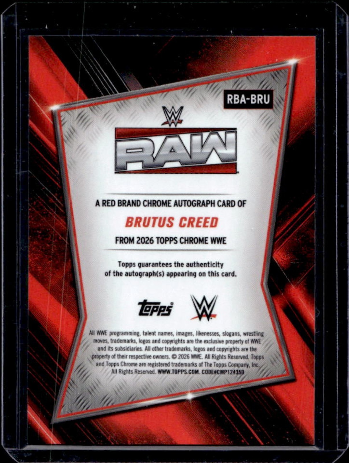 2026 Topps Chrome WWE Brutus Creed Red Brand Auto Autograph #RBA-BRU view 2