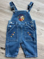 Vintage Baby Mickey Mouse Denim Overalls 6-9M Disney Embroidered Pilot Plane