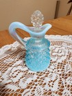 Vintage Fenton Blue Opalescent Hobnail Glass Cruet with Clear Stopper-4.5 inches — photo 3