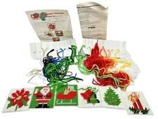 Vintage Columbia Minerva Needlepoint Plastic Canvas Christmas Ornaments Kit