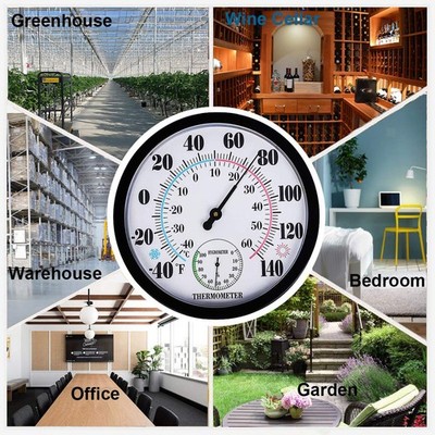 9.84'' Thermometer Meter Outdoor Garden Humidity Hygrometer Accuracy Analog
