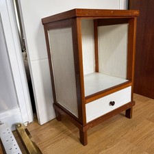 Vintage Mid Century Mahogany Bedside Table Solid Wood Cabinet Painted White