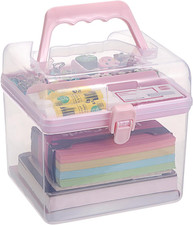 Multipurpose Plastic Craft Storage Containers with Removable Tray, Clear Plastic