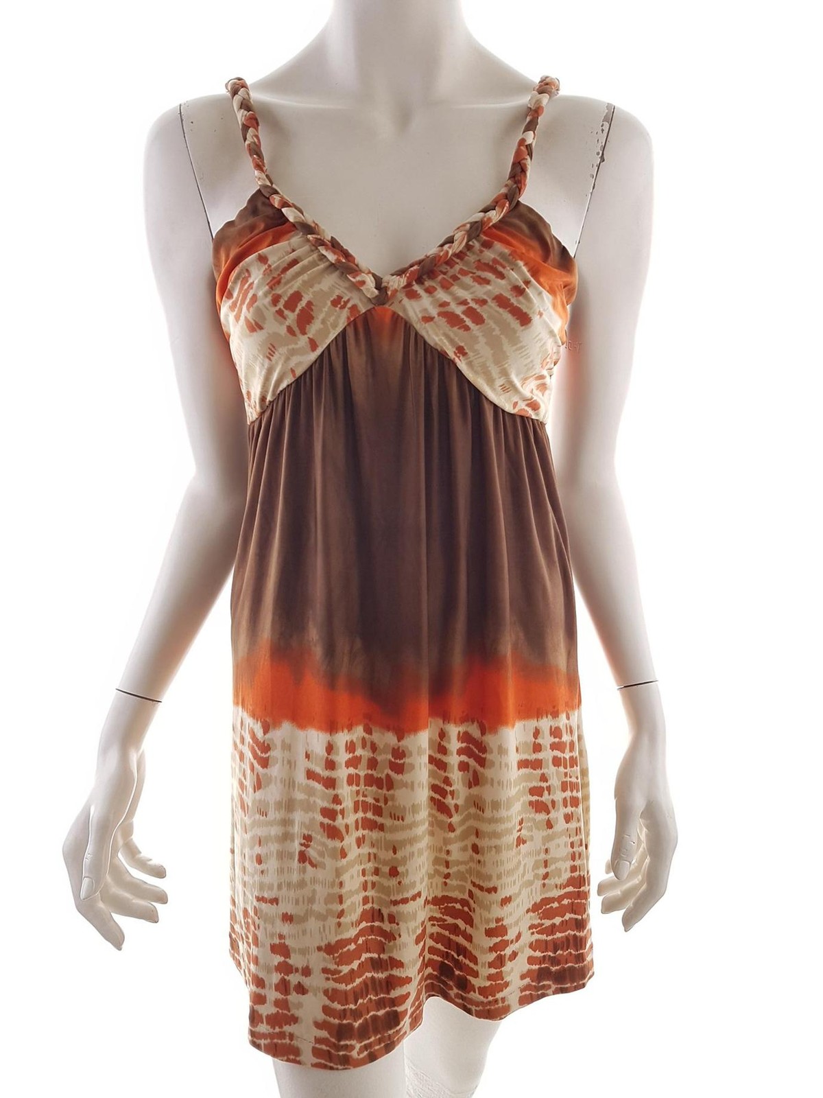 Poetry London  Größe XS Braun Kurz Minikleid Kleid Ärmellos