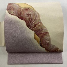 JAPANESE KIMONO BELT NAGOYA OBI LIGHT PURPLE PURE SILK EE4452