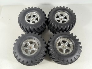 4x Vintage Tamiya Large All Traction Utility 8759-8077 Tires & Wheels