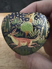 Vintage Hand Painted Paper Mache Lacquer Box Kashmir, India