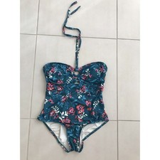 ModCloth Swim Women Sz S One Piece Swimsuit Halter Floral Swimwear
