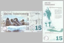 Arctic Territories 15 Polar Dollars Souvenir Note 2011 Walrus Polymer