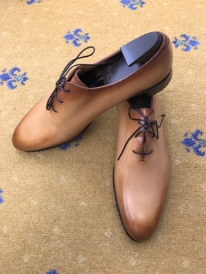 Berluti Leder Schuhe Schnürschuhe hellbraun schattiert brüniert Herren UK 8,5 US 9,5 42,5 NEU