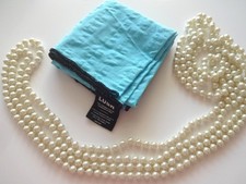 LUSH Tuch KNOTWRAP Türkis (Blau-Grün) mit feinem Karo/Waffelmuster 45 cm * 45 cm