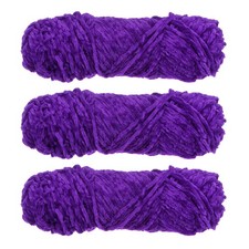 3 Skeins Chenille Yarn Soft Blanket Yarn 3x100gr/3.5oz 3x131yds Purple