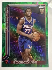 👑 2025-26 TOPPS FLAGSHIP VJ EDGECOMBE GREEN TIP OFF HOLO FOIL RC /99 76ERS 🧤