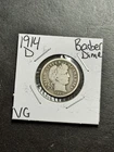 1914 D Barber Silver Dime VG Very Good U.S. 10c Type Coin (Raw19170)