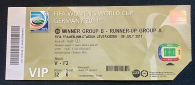 Orig. Ticket  Woman`s World Cup Germany 2011  ENGLAND - FRANCE 1/4 FINAL ! RARE