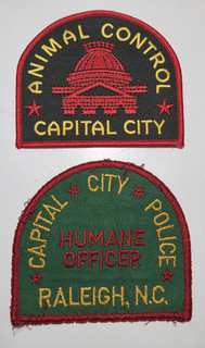 Lot of 2 Vintage Humane Officer Raleigh NC Police Patches North Carolina (Read)