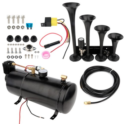 #ad #ad 0.8Gal 150psi 12V Pressure Gauge 4 Trumpet Train Sound Air Horn Full System Kit $120.18