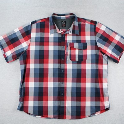 Wrangler ATG Vented Shirt Mens 3XL Plaid Regular Fit Short Sleeve Button Up