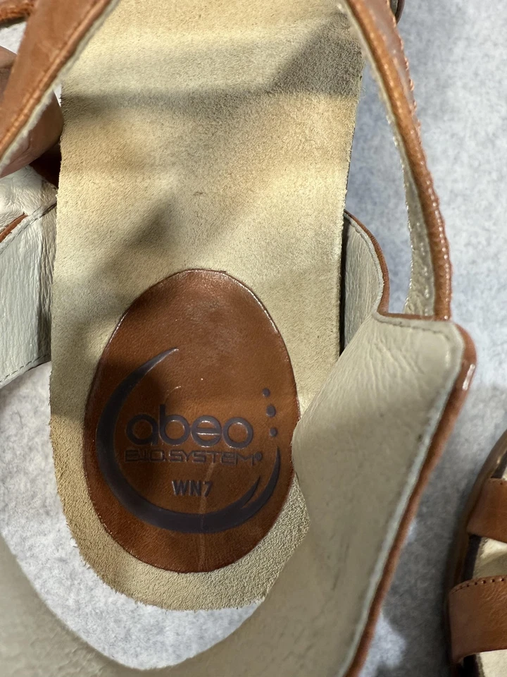 Abeo Biana Shoes Womens Size 7 Brown Leather Block Heel Strappy Sandals Comfort - Image 4 of 4