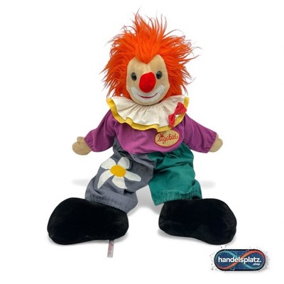 Sigikid Clown Plüschfigur 60 cm Vintage 80er 90er Orange Haare Blume Stofftier