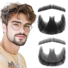 Fake Mustache and Fake Beard Natural Realistic 100 Human Hair Hand Tied Goat...