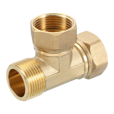 Brass Tee Swivel Pipe Fitting 3/4'' 3 Way T-Connector Female x Female x Male