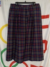 Vintage Pendleton Plaid Pleated Wool Skirt Womens 16 Midi A Line Made in USA