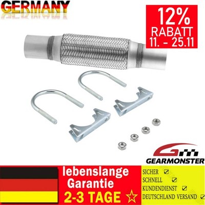 FLEXROHR FLEXIBLES AUSPUFF ROHR 50 x 200 mm für Audi A3 VW BMW + 2x Schellen