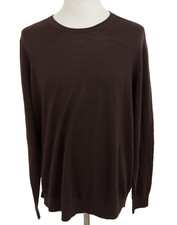 Autograph Men's Jumper Dark Chocolate Pure Merino Wool Pullover Mid New