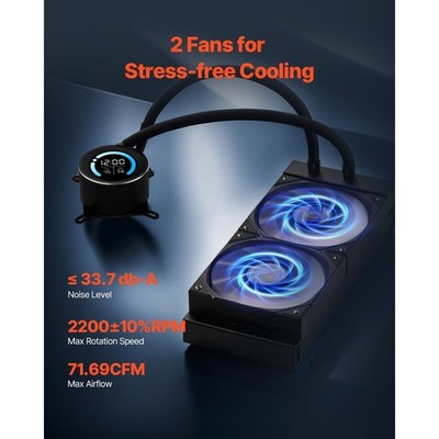 CPU Liquid Cooler, AIO CPU Water Cooler - 120mm PWN Fans, Pump, 1.8'' Display, M