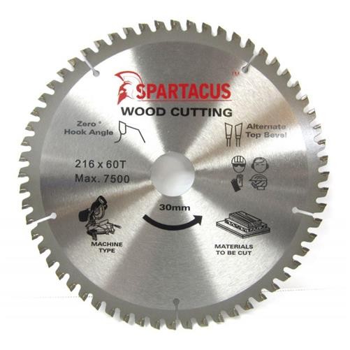 Spartacus Wood Cutting Saw Blade 216 mm x 60 Teeth x 30mm Dewalt DW700 DW712
