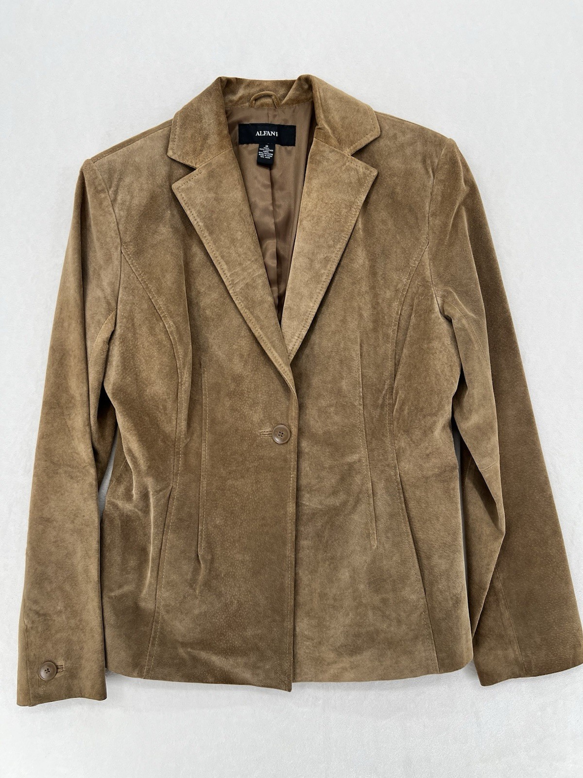 Alfani Brown Suede Collared Button Lined Blazer J… - image 1