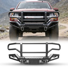 Front Bumper W/bull Bar For 2016 2017 2018 Chevy Silverado 1500 Black Steel Set