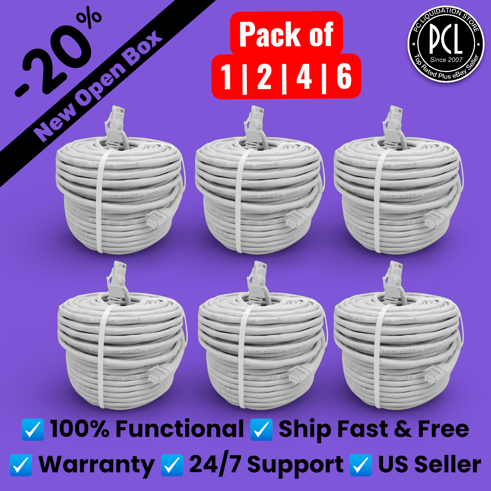 ✅Network Ethernet Cable Cat5e for All Brands IP PoE Security Cameras 60ft (18m)✅-image