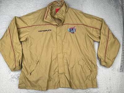 Super Bowl XLII Jacket Mens 3XL XXXL Beige Full Zip Hooded 100% Nylon Pockets